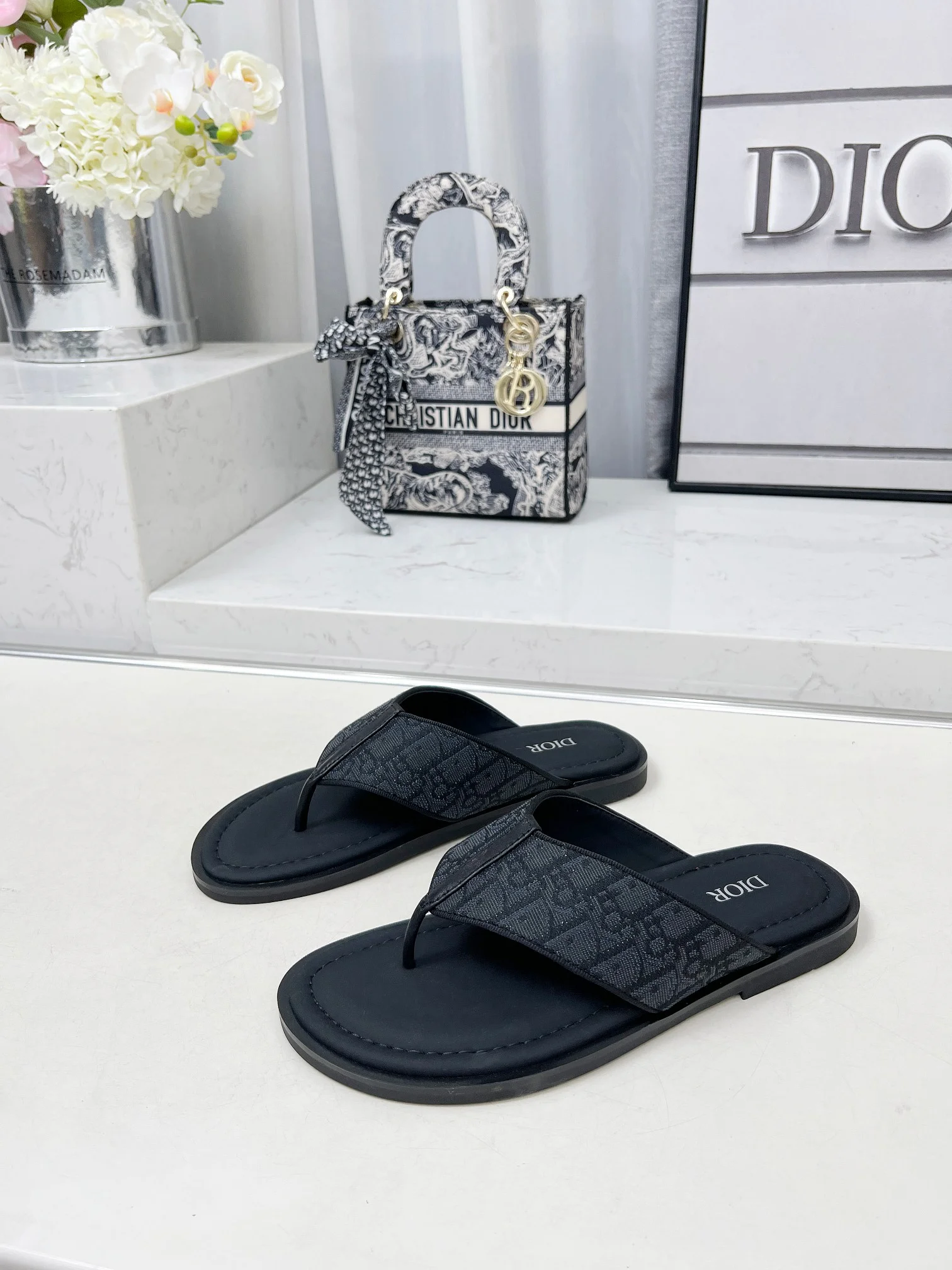 DIOR Sandals Jacquard Leather Black EU38-45 A60202609111213 - Image 7