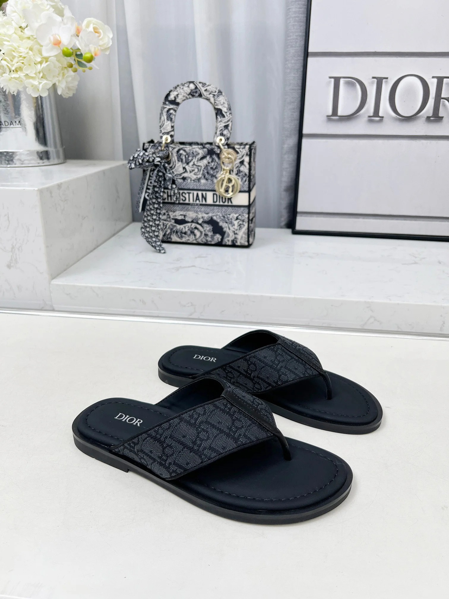 DIOR Sandals Jacquard Leather Black EU38-45 A60202609111213 - Image 8