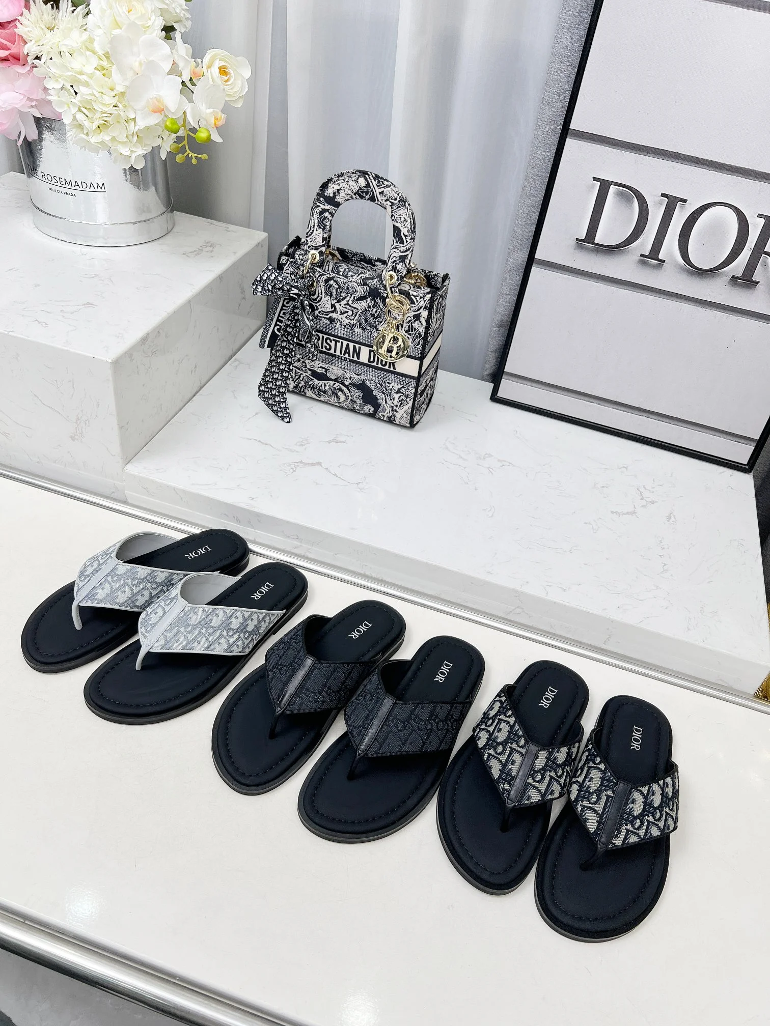 DIOR Sandals Jacquard Leather Black-White EU38-45 A60202609111210 - Image 2