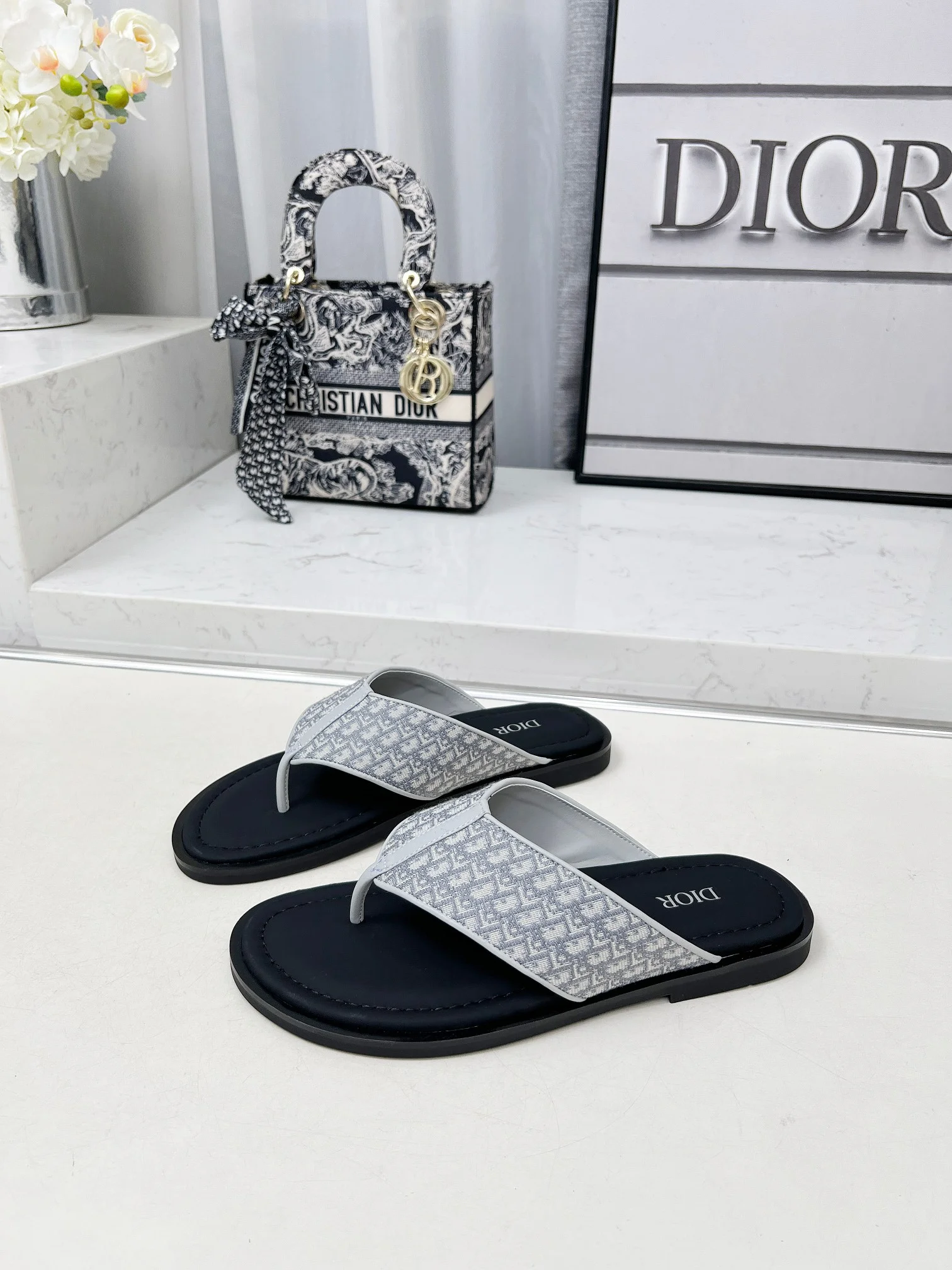 DIOR Sandals Jacquard Leather Black-White EU38-45 A60202609111210 - Image 5