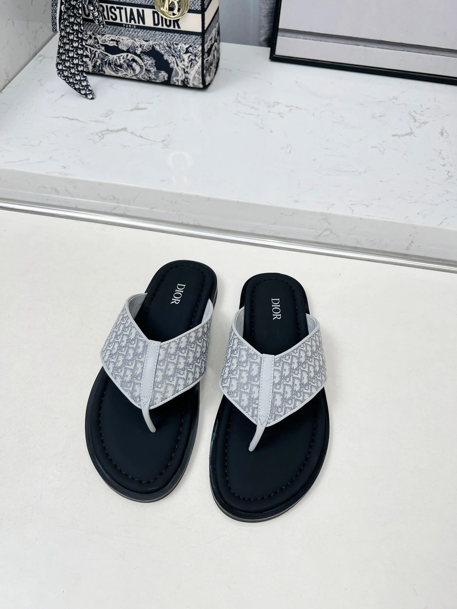 DIOR Sandals Jacquard Leather Black-White EU38-45 A60202609111210 - Image 8