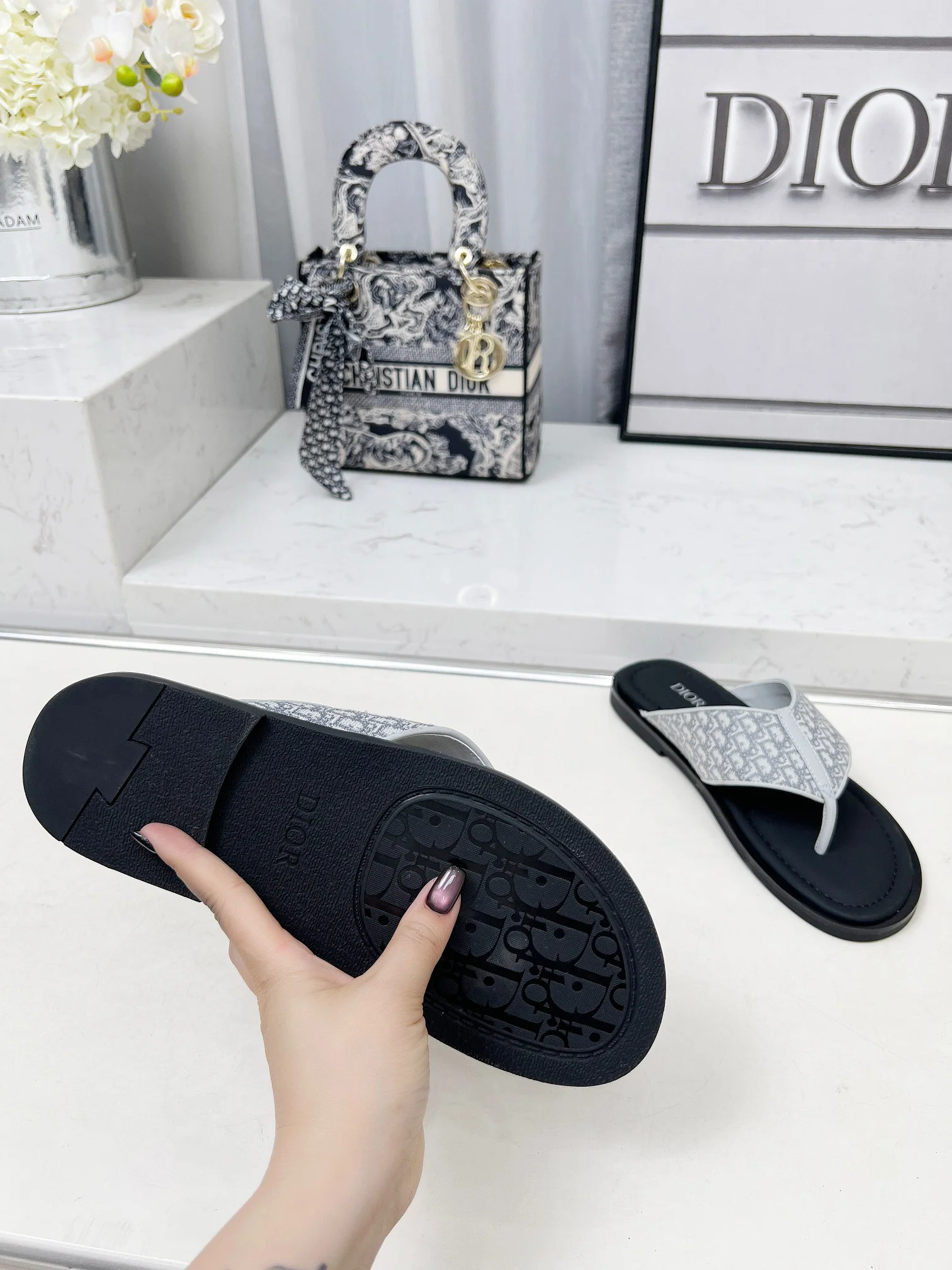 DIOR Sandals Jacquard Leather Black-White EU38-45 A60202609111210 - Image 9