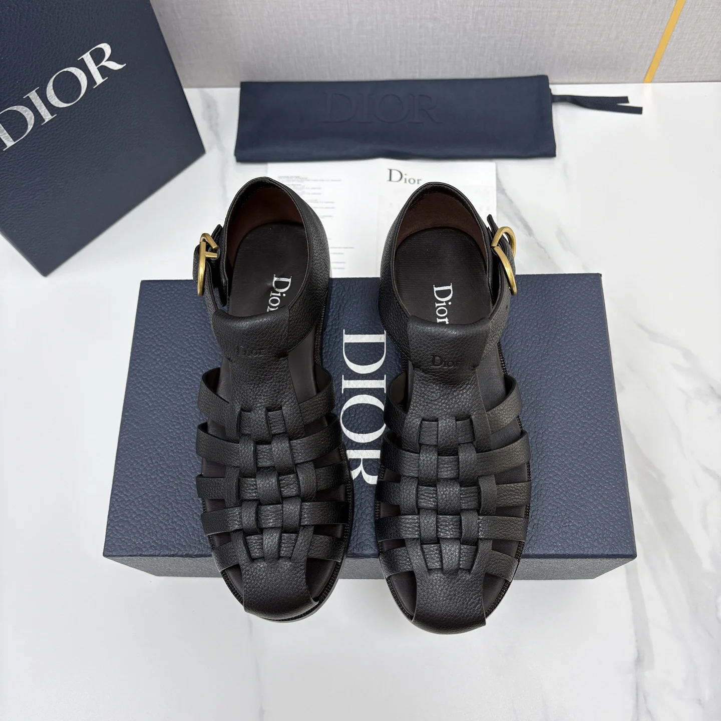 DIOR Sandals Leather Black-Gold EU39-44 D40202609110959