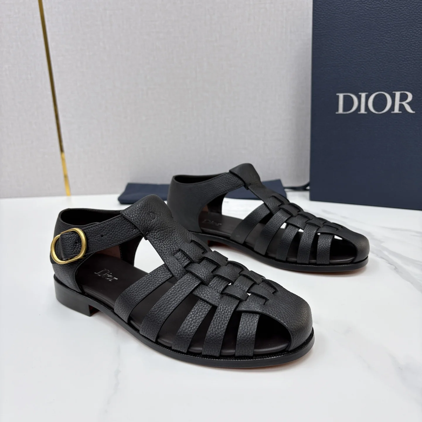 DIOR Sandals Leather Black-Gold EU39-44 D40202609110959 - Image 2