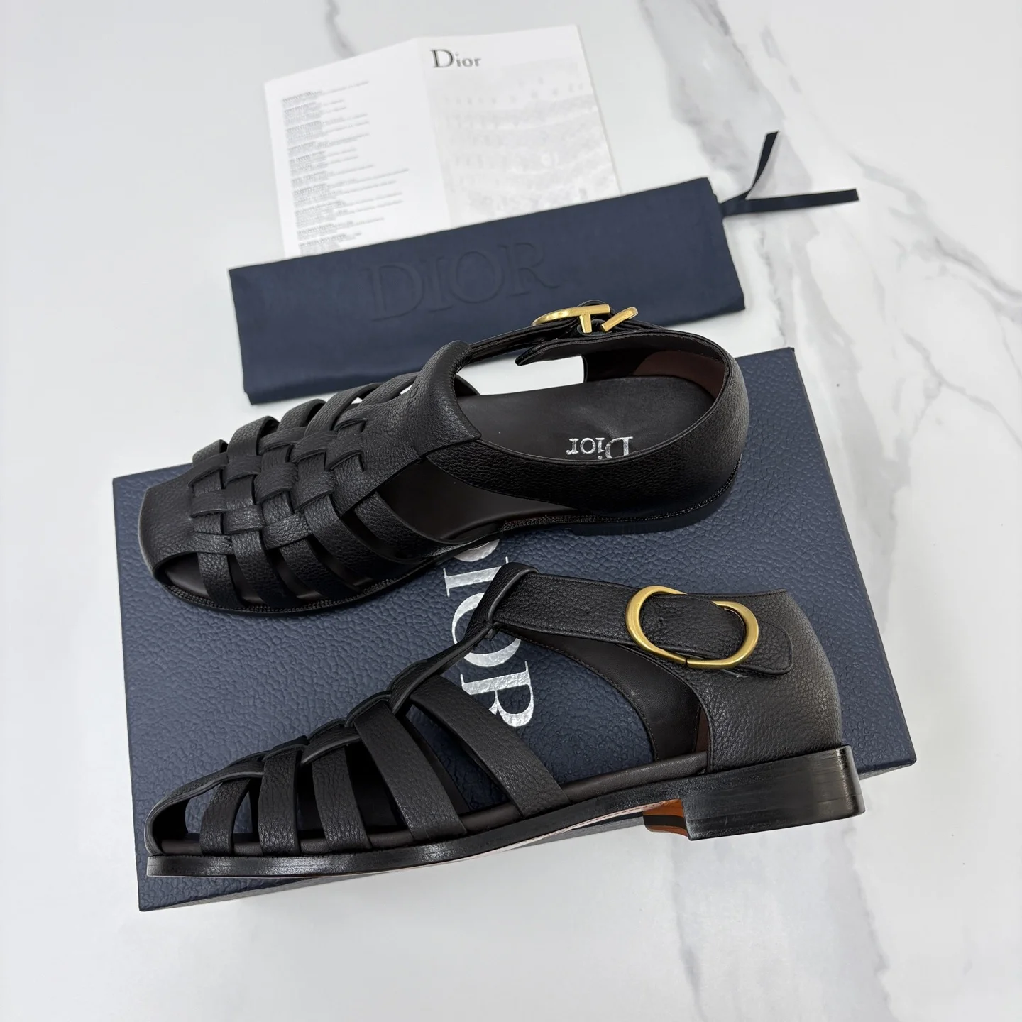 DIOR Sandals Leather Black-Gold EU39-44 D40202609110959 - Image 3
