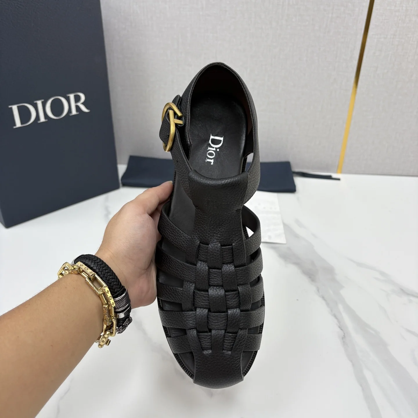 DIOR Sandals Leather Black-Gold EU39-44 D40202609110959 - Image 5