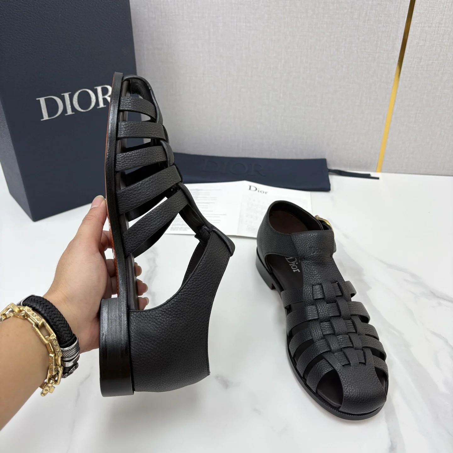 DIOR Sandals Leather Black-Gold EU39-44 D40202609110959 - Image 6