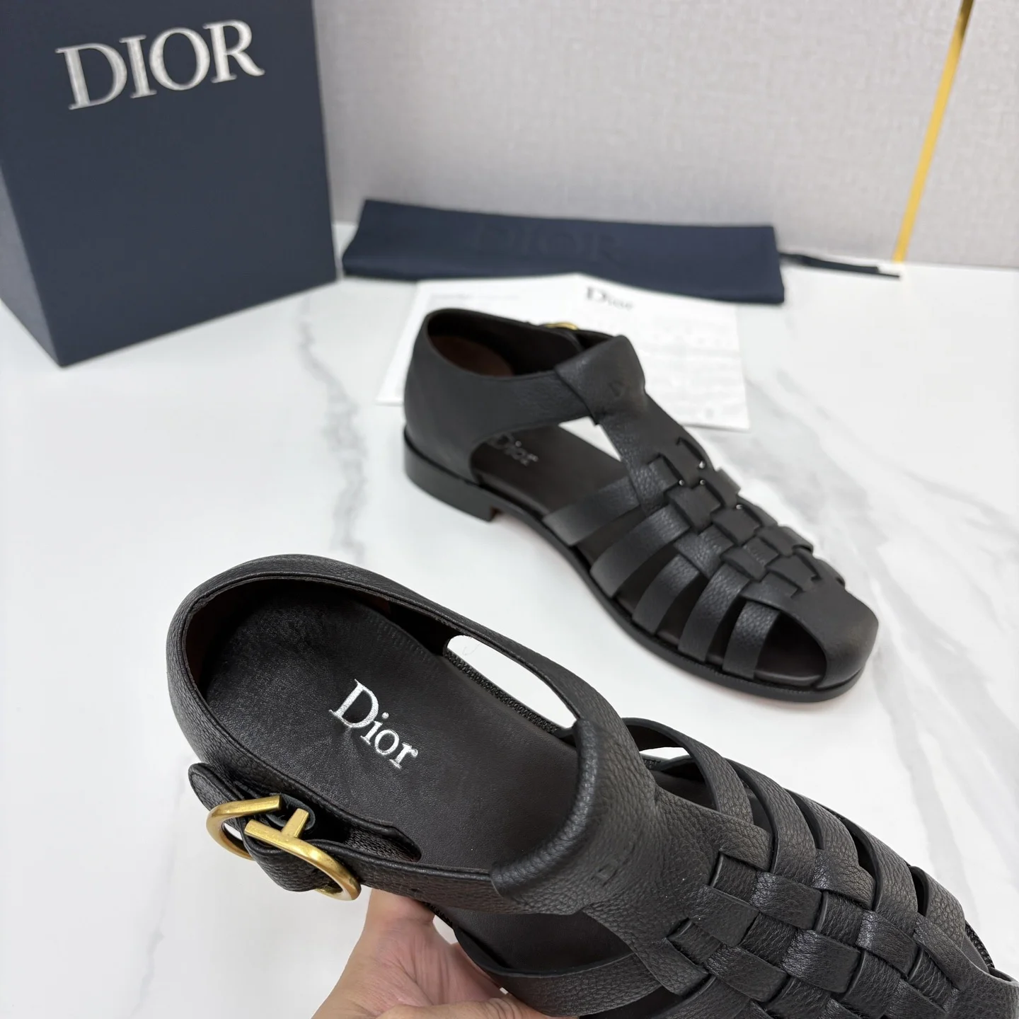 DIOR Sandals Leather Black-Gold EU39-44 D40202609110959 - Image 8
