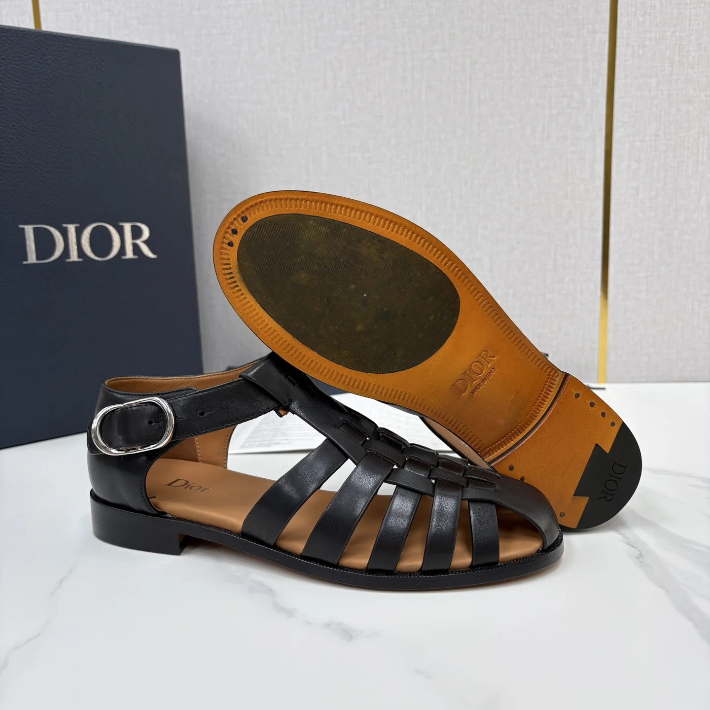 DIOR Sandals Leather Black-Silver EU39-44 D40202609110960 - Image 10