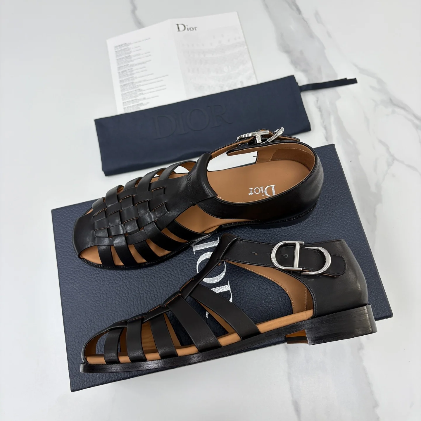 DIOR Sandals Leather Black-Silver EU39-44 D40202609110960 - Image 4