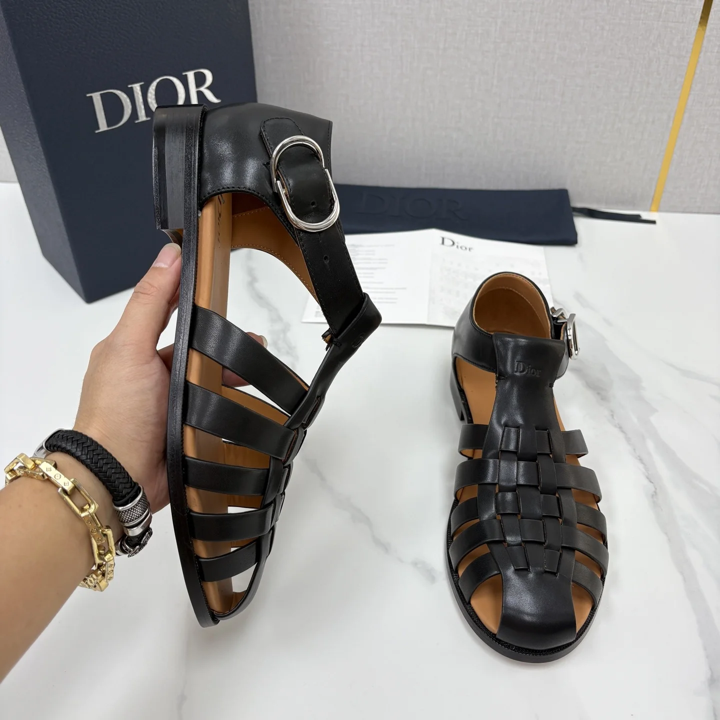 DIOR Sandals Leather Black-Silver EU39-44 D40202609110960 - Image 5