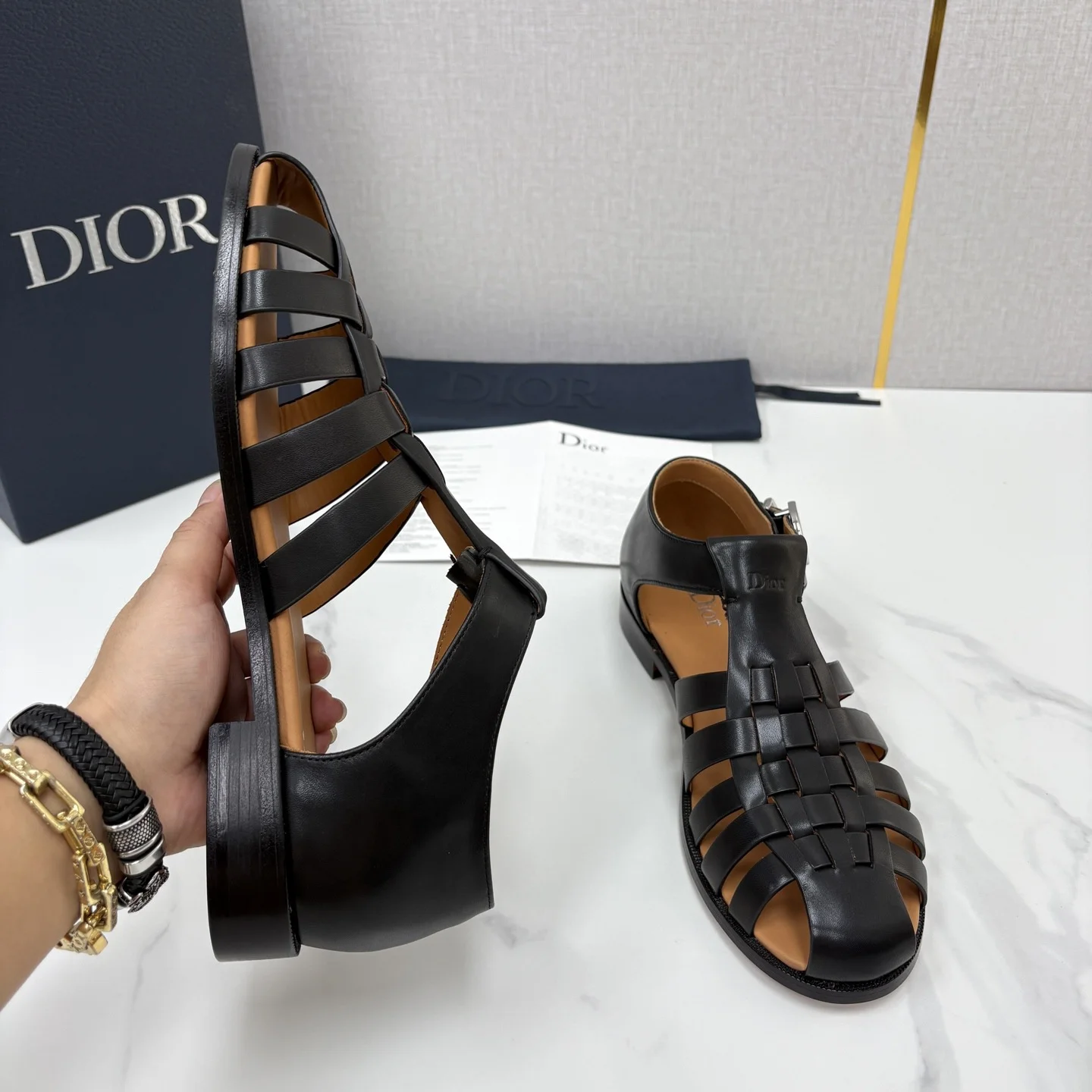 DIOR Sandals Leather Black-Silver EU39-44 D40202609110960 - Image 7