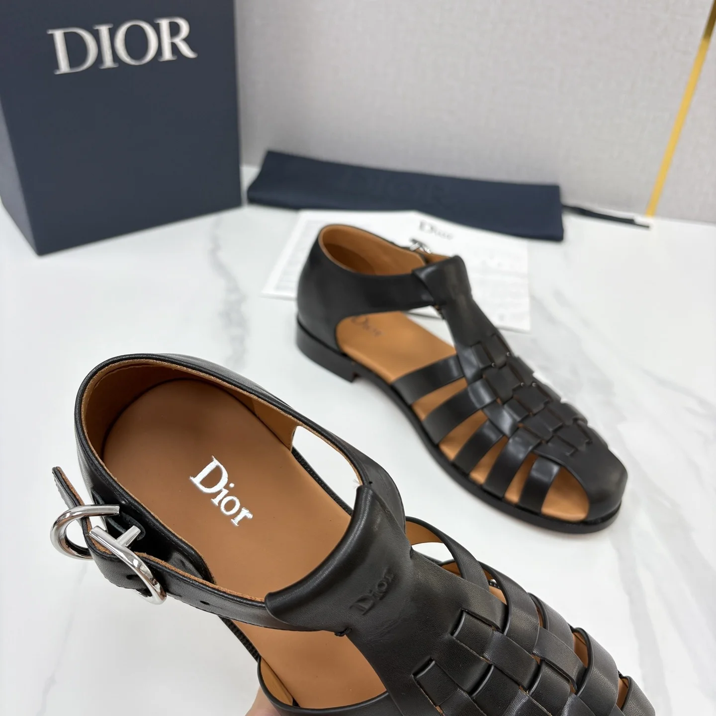 DIOR Sandals Leather Black-Silver EU39-44 D40202609110960 - Image 9