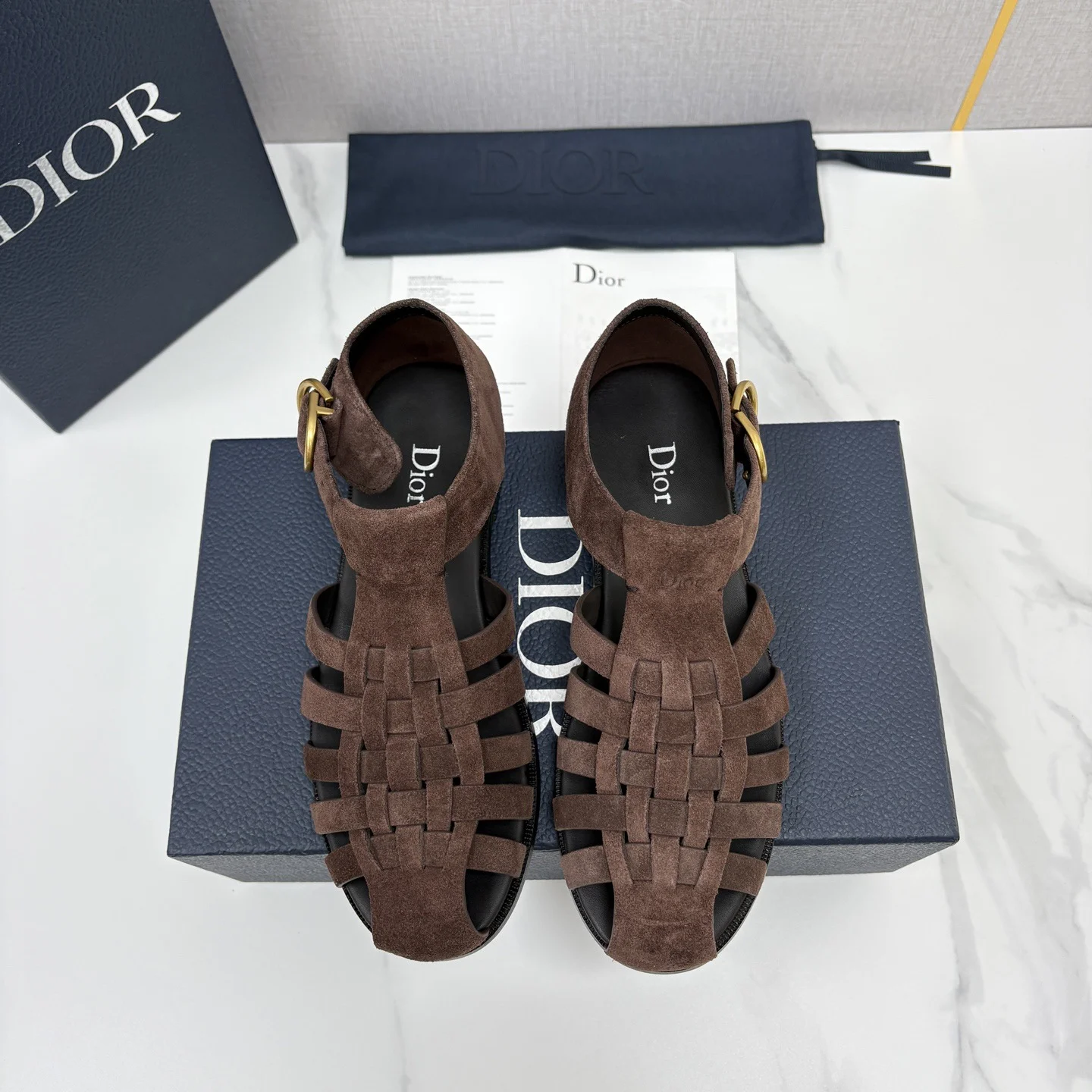 DIOR Sandals Leather Brown-Gold EU39-44 D40202609110957