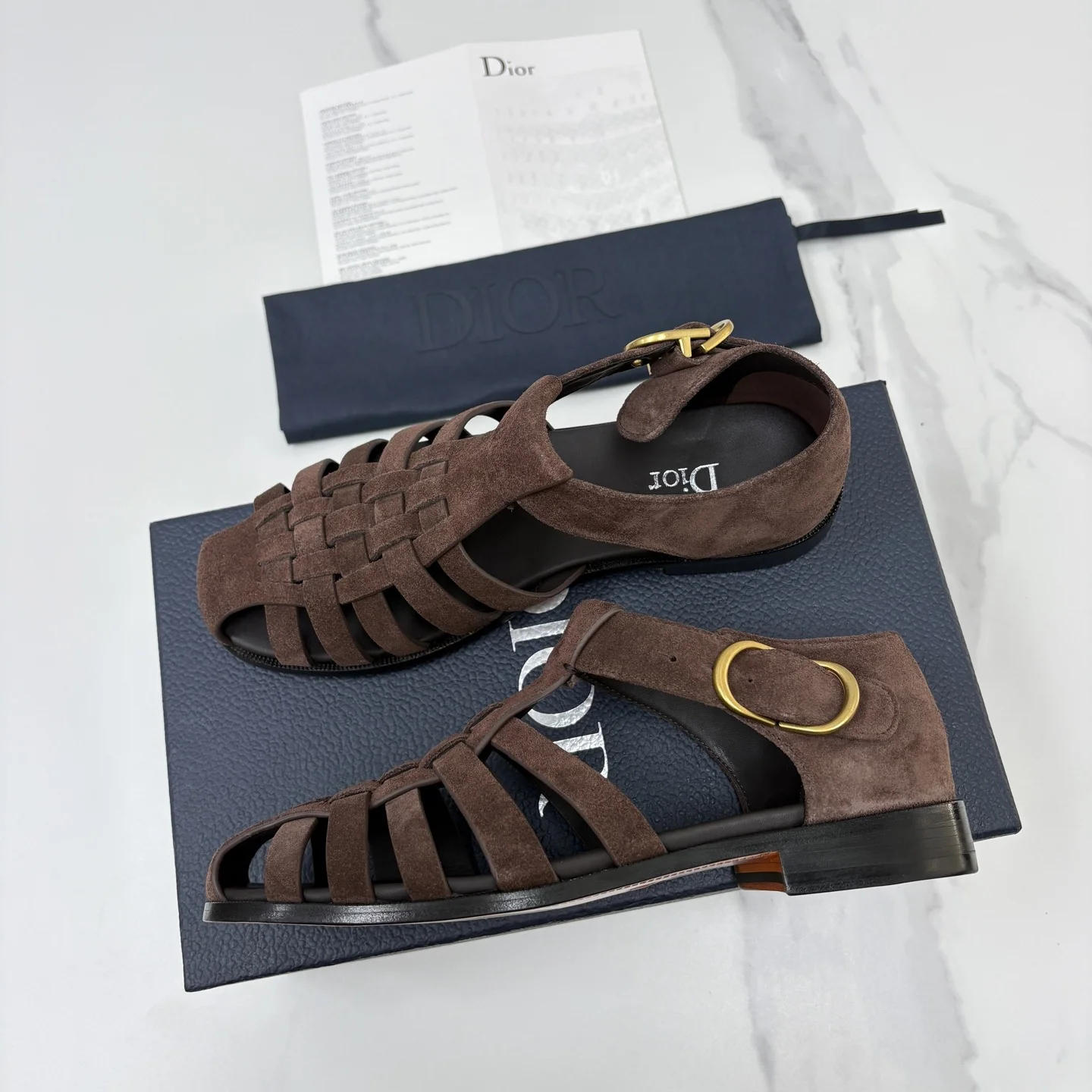 DIOR Sandals Leather Brown-Gold EU39-44 D40202609110957 - Image 3