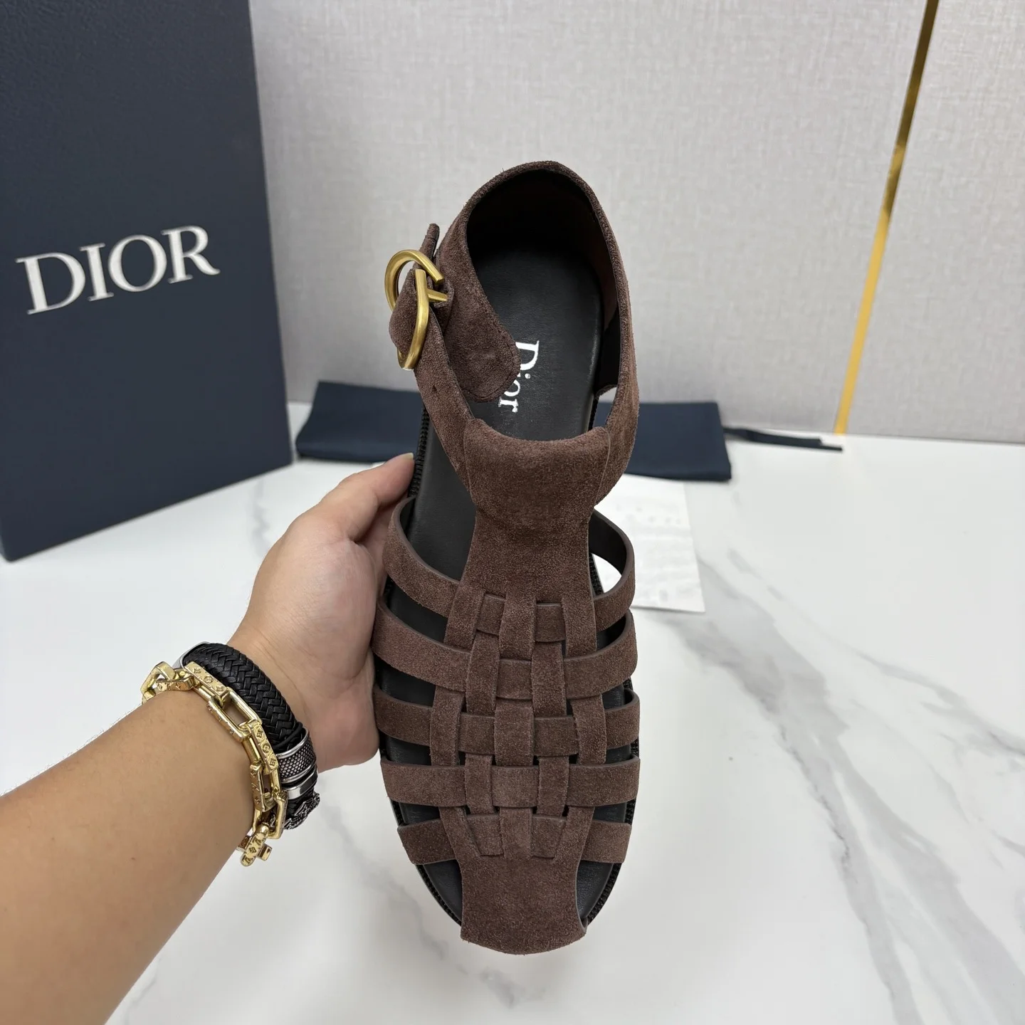 DIOR Sandals Leather Brown-Gold EU39-44 D40202609110957 - Image 5