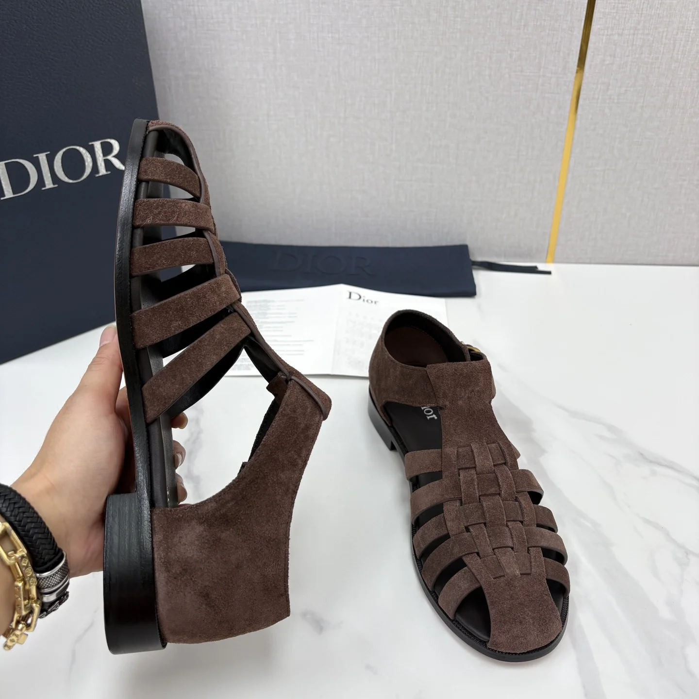 DIOR Sandals Leather Brown-Gold EU39-44 D40202609110957 - Image 6