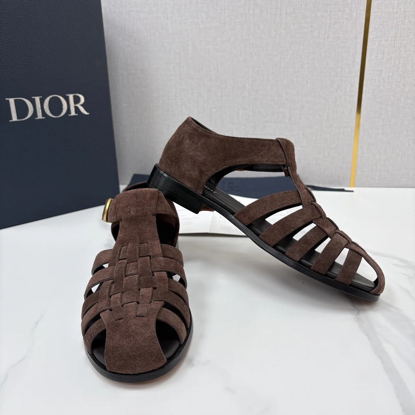 DIOR Sandals Leather Brown-Gold EU39-44 D40202609110957 - Image 7