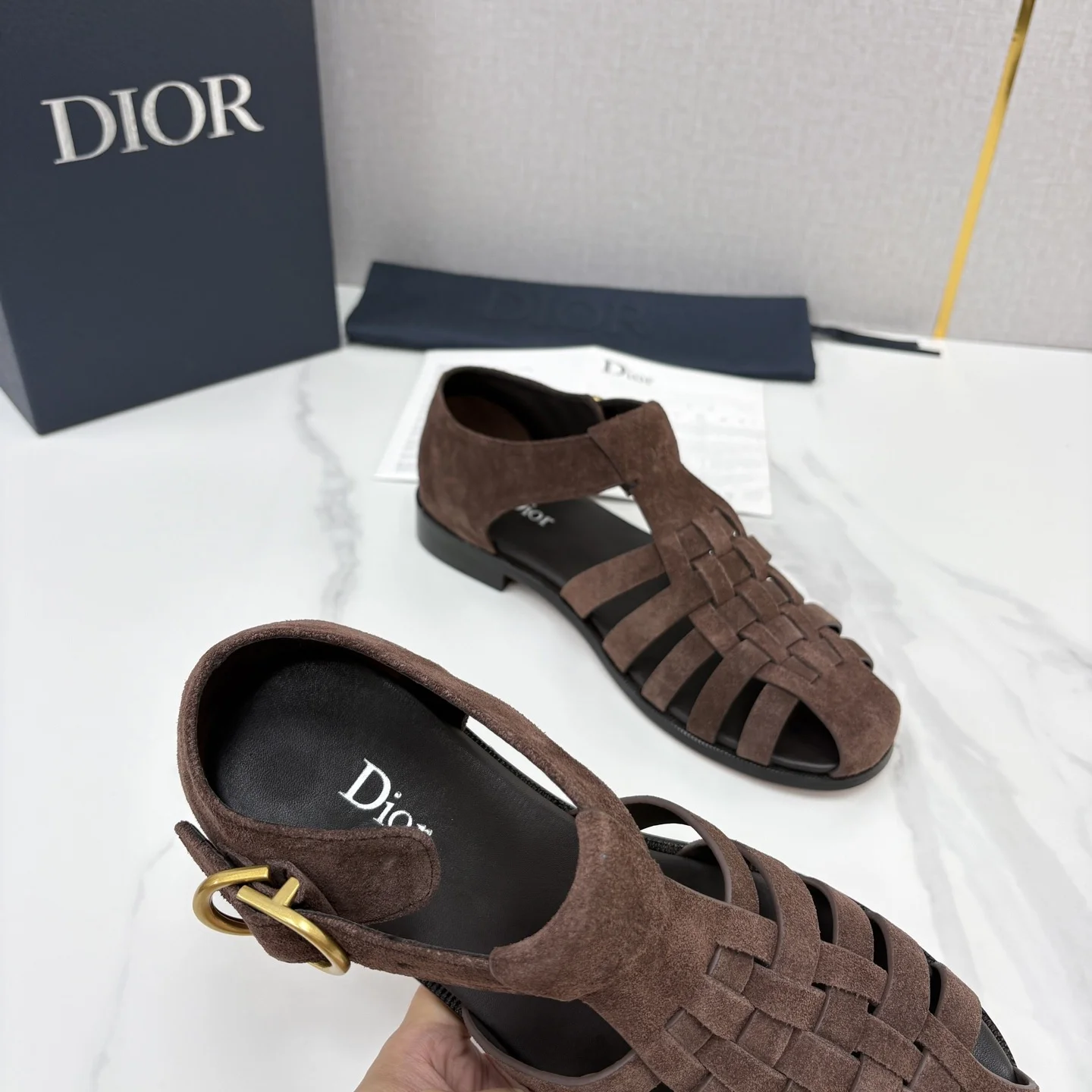 DIOR Sandals Leather Brown-Gold EU39-44 D40202609110957 - Image 8