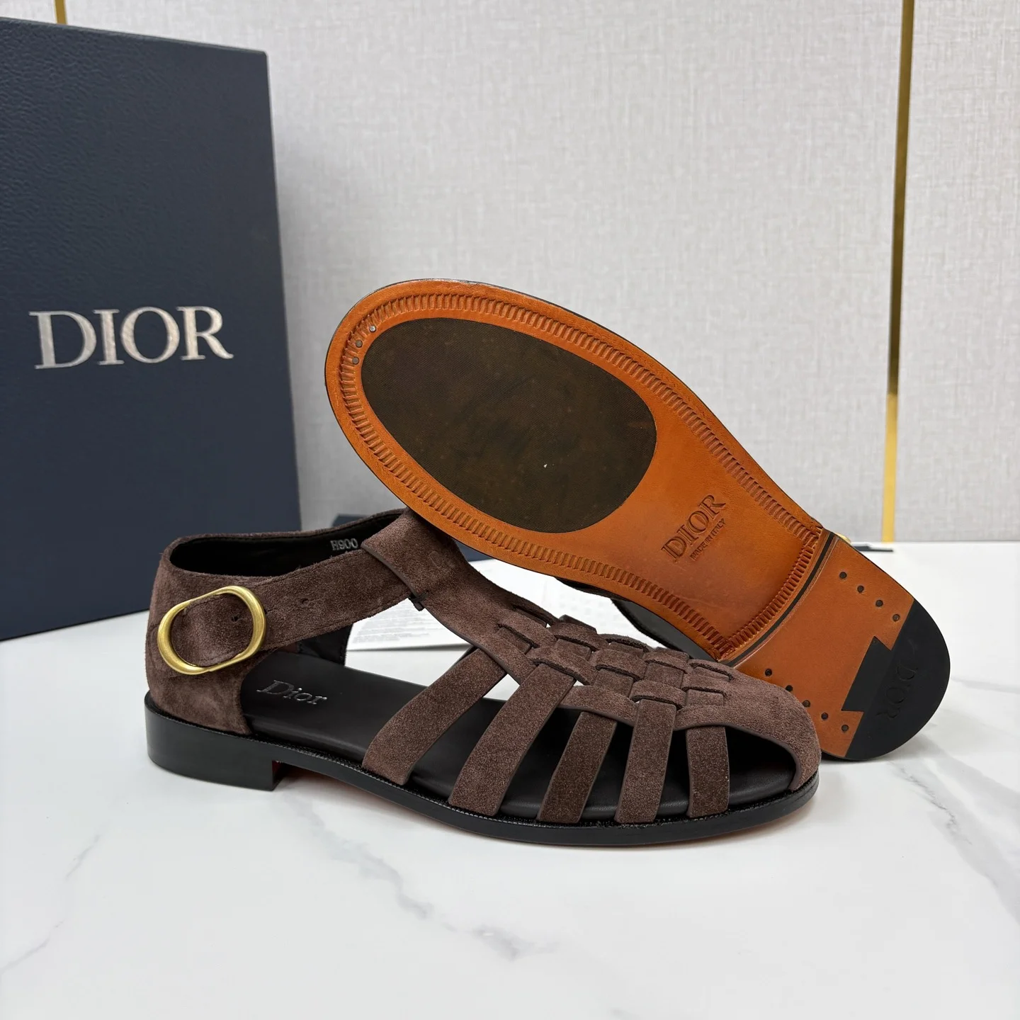 DIOR Sandals Leather Brown-Gold EU39-44 D40202609110957 - Image 9