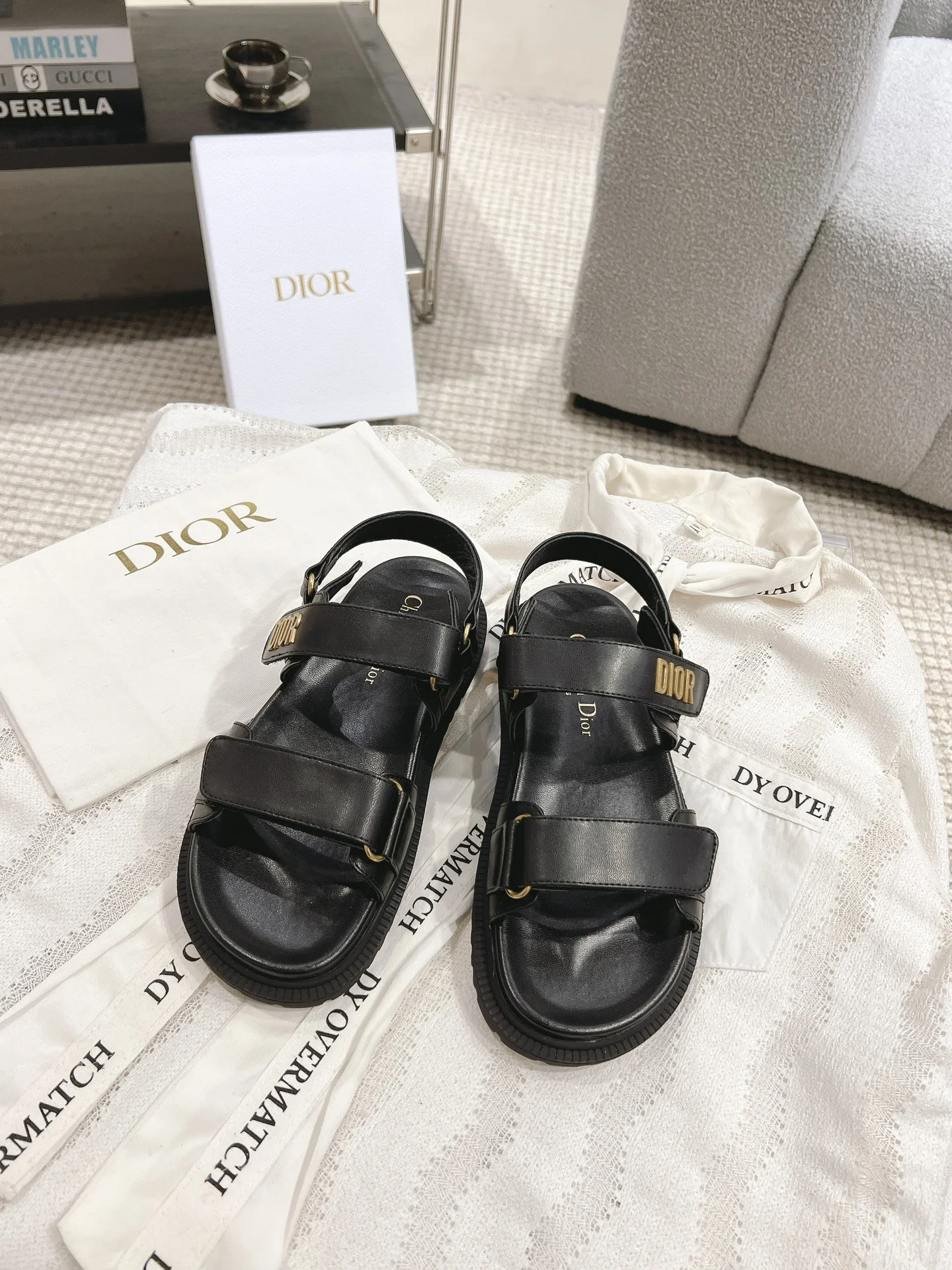 DIOR Sandals TPU Black-Gold EU35-41 B40202609111780