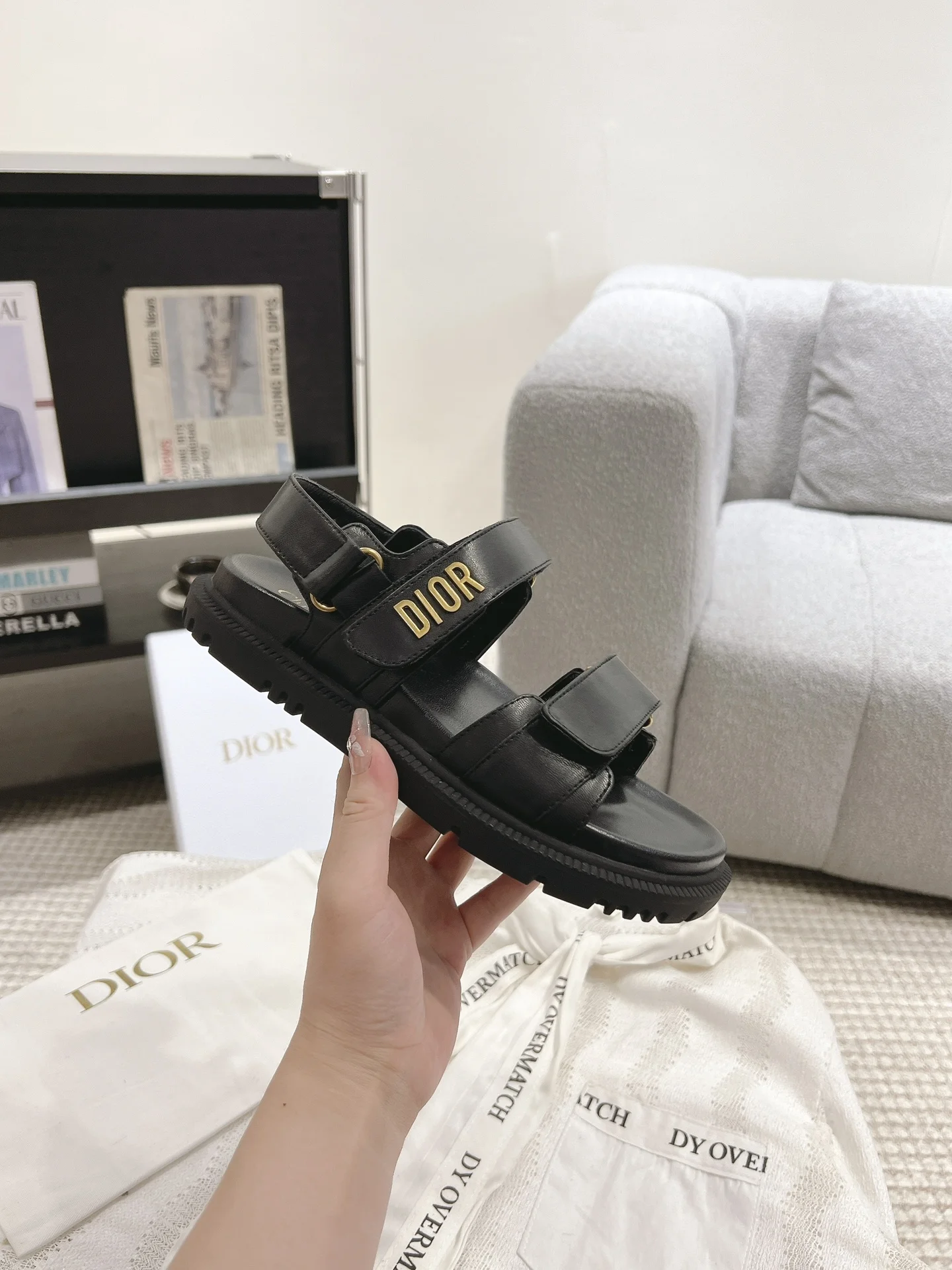 DIOR Sandals TPU Black-Gold EU35-41 B40202609111780 - Image 8