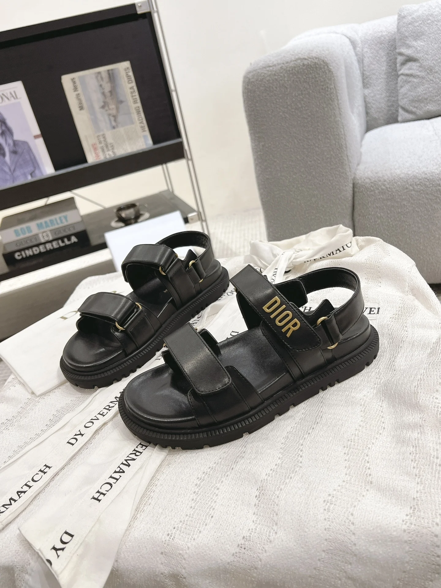 DIOR Sandals TPU Black-Gold EU35-41 B40202609111780 - Image 9