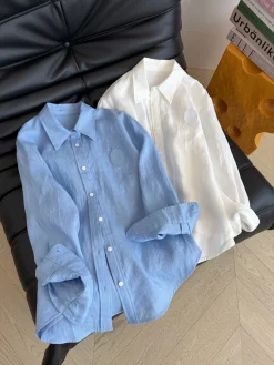 DIOR Shirts Linen Blue-White S-L B95202609060349