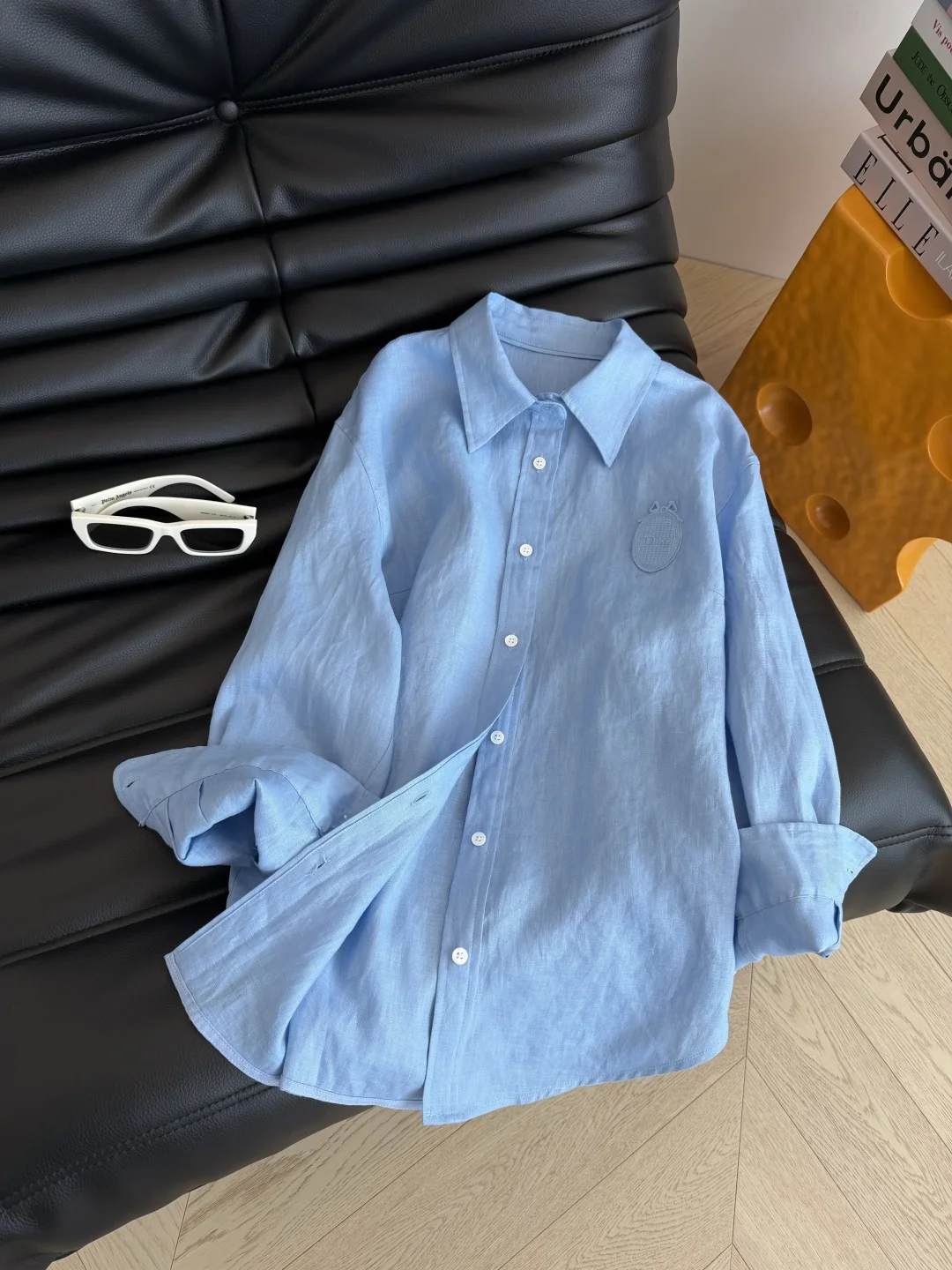 DIOR Shirts Linen Blue-White S-L B95202609060349 - Image 6
