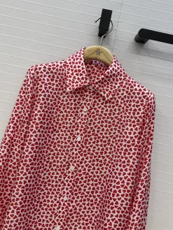 Alternative view of DIOR Shirts Silk Twill Red-White 36 C40202609062703