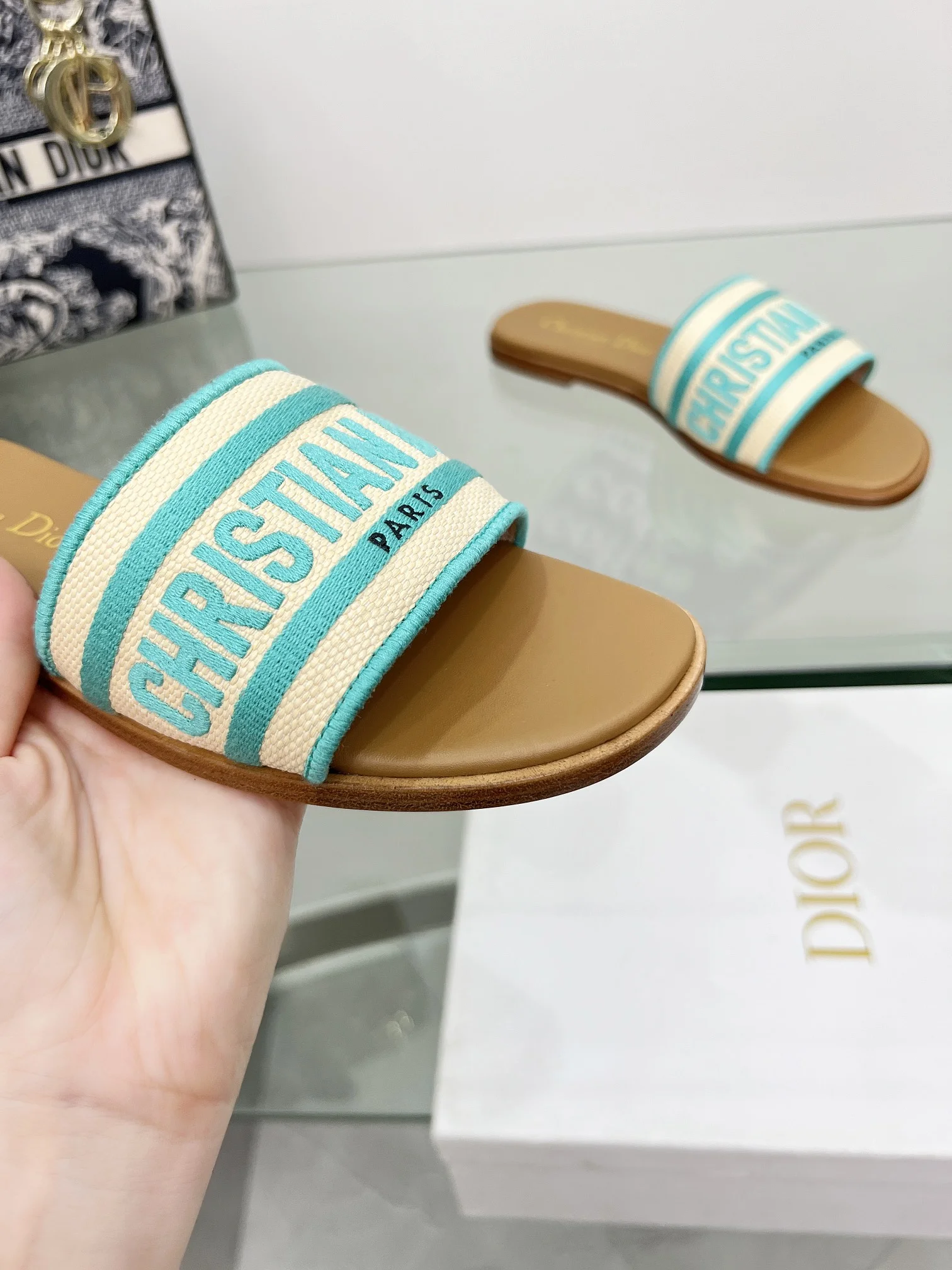 DIOR Slides Beige-Blue B20202609111165 - Image 3
