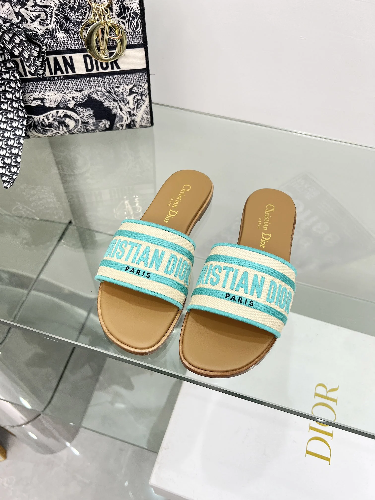 DIOR Slides Beige-Blue B20202609111165 - Image 4