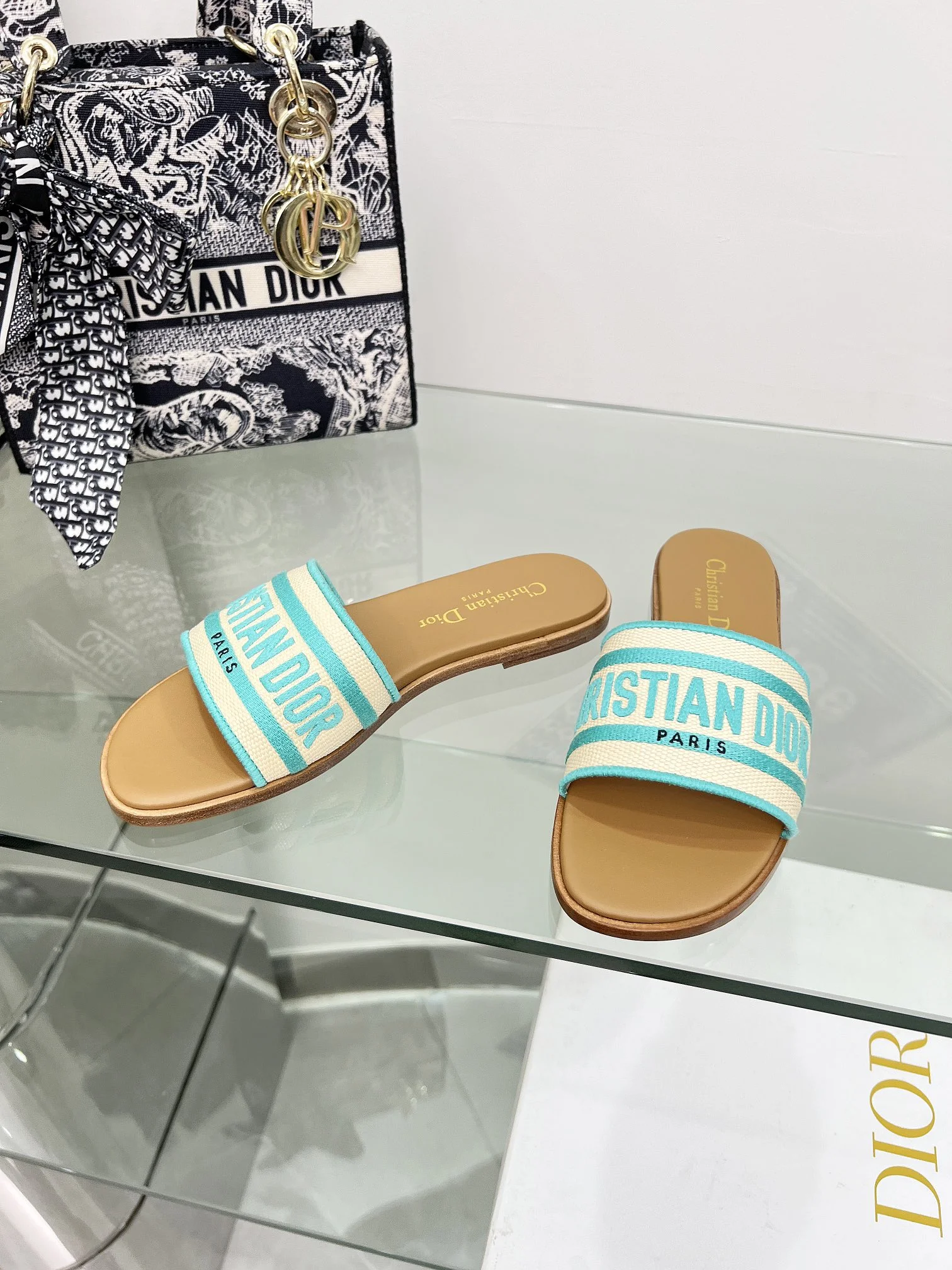 DIOR Slides Beige-Blue B20202609111165 - Image 5