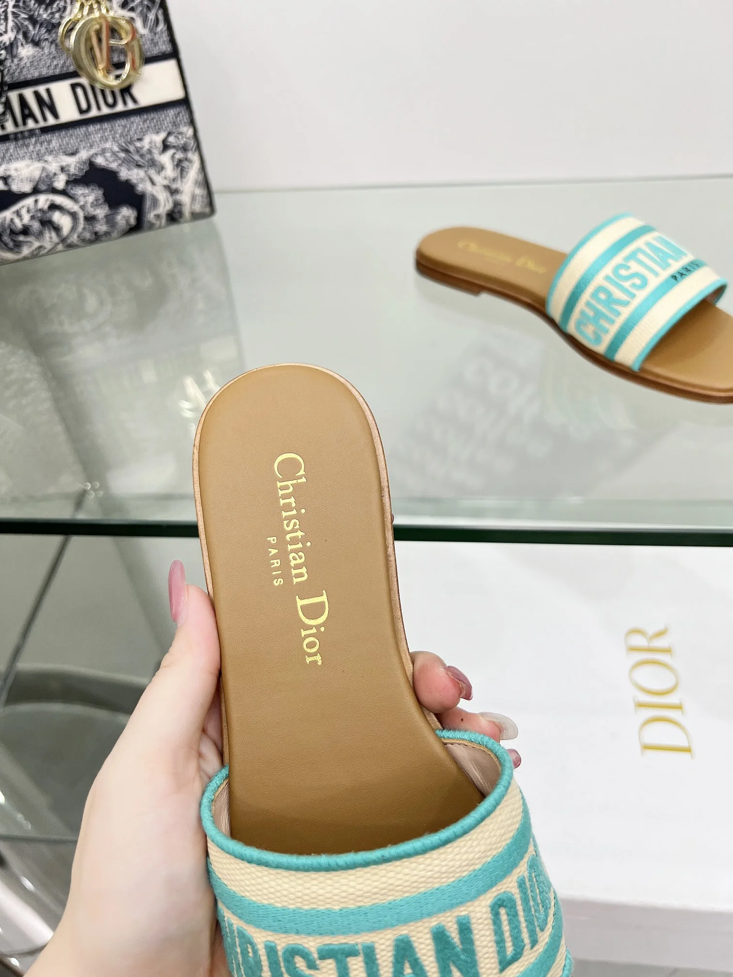 DIOR Slides Beige-Blue B20202609111165 - Image 8
