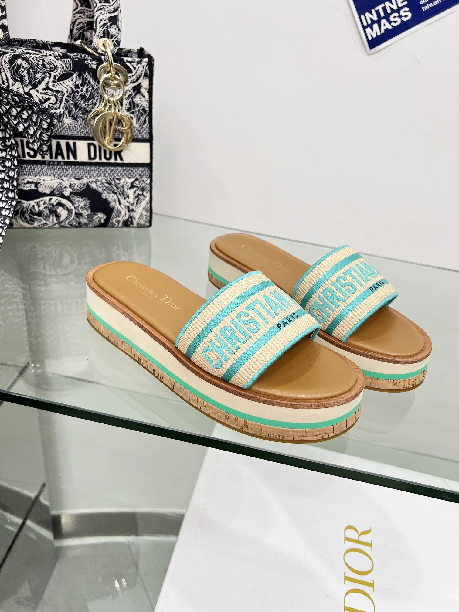 DIOR Slides Beige-Light Blue B60202609111176 - Image 3