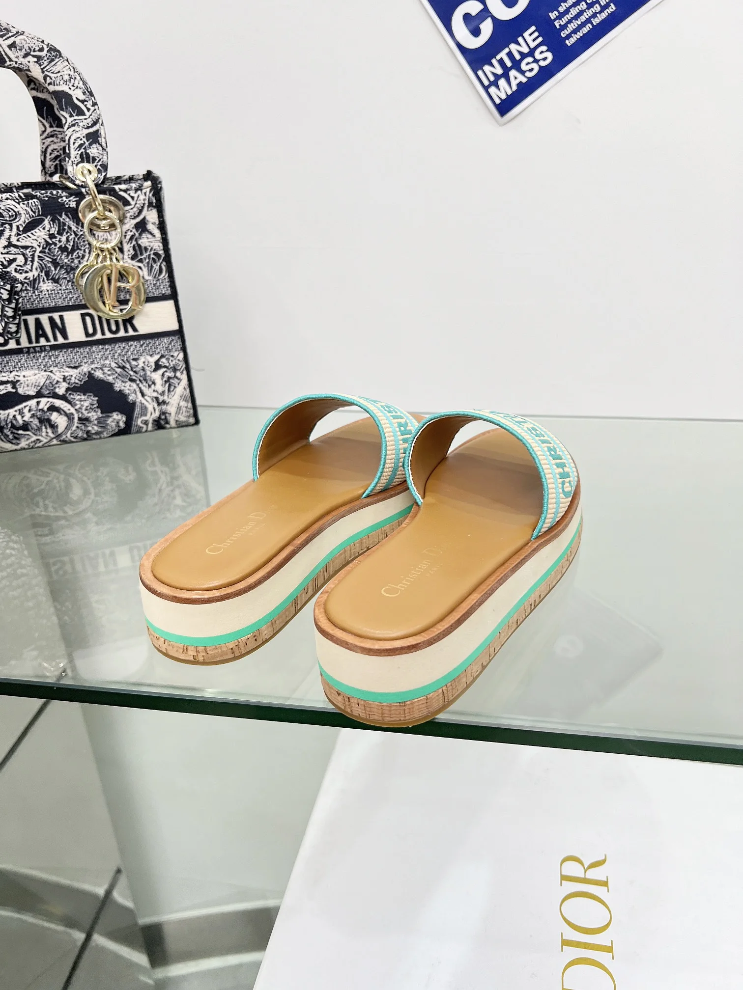 DIOR Slides Beige-Light Blue B60202609111176 - Image 8
