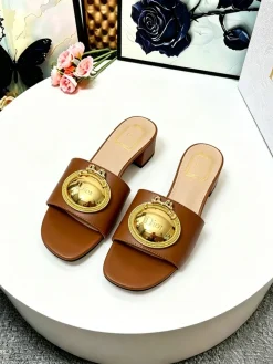 DIOR Slides Calf Leather Brown-Gold EU35-39 A70202609110918