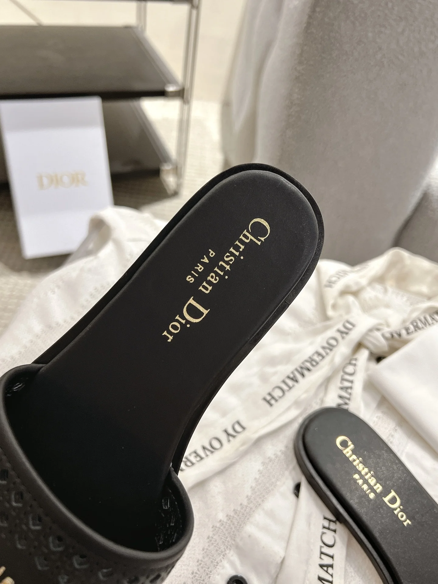 DIOR Slides Calfskin Leather Black-Gold EU35-41 B40202609111776 - Image 4