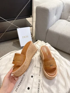 Alternative view of DIOR Slides Calfskin Leather Brown-Beige EU35-41 B50202609111784