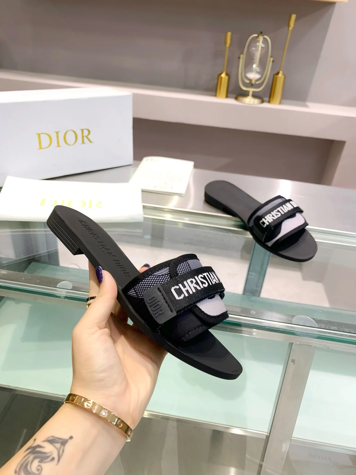DIOR Slides Cotton Black-White EU35-41 A70202609110003 - Image 4