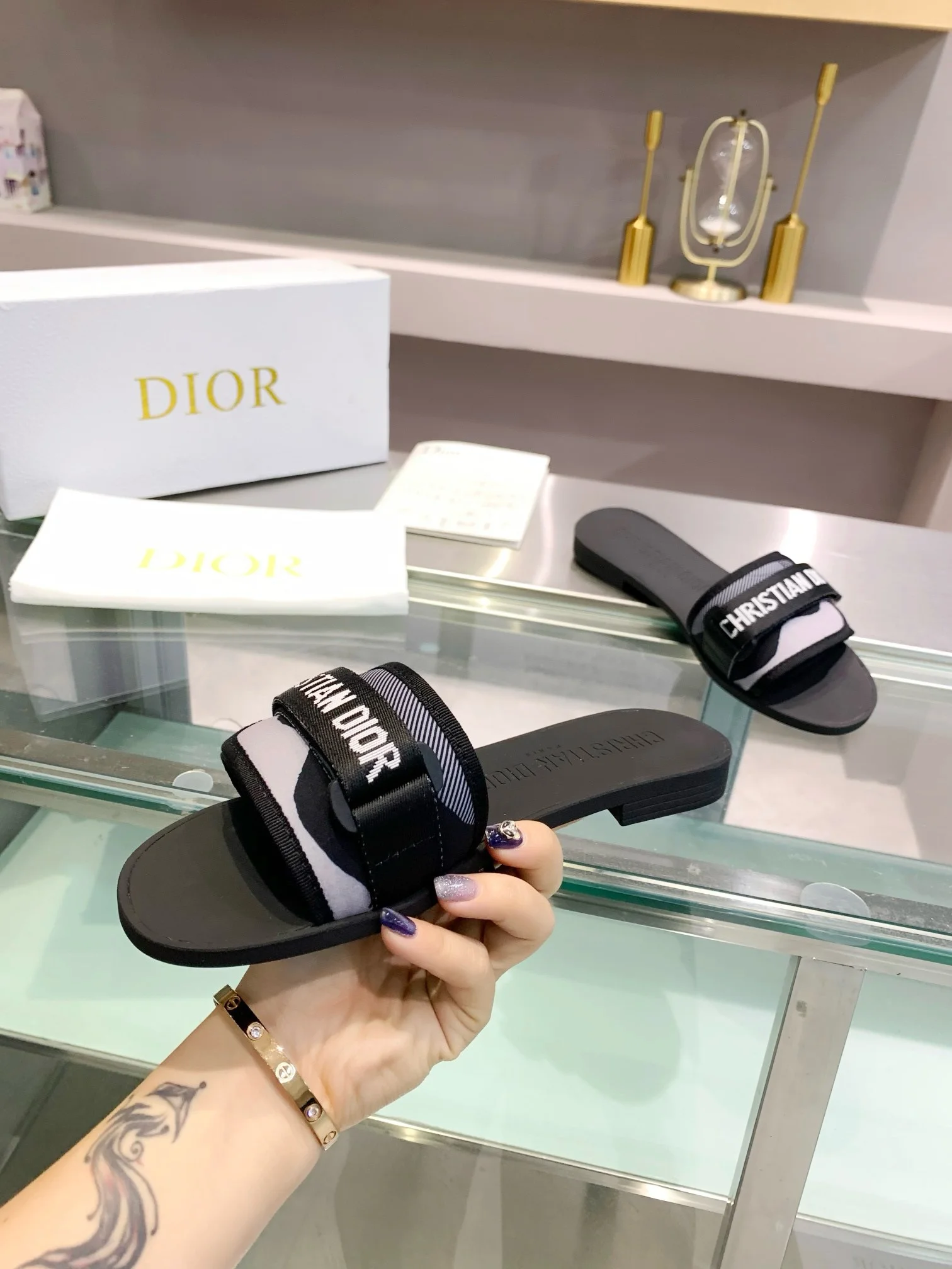 DIOR Slides Cotton Black-White EU35-41 A70202609110003 - Image 5
