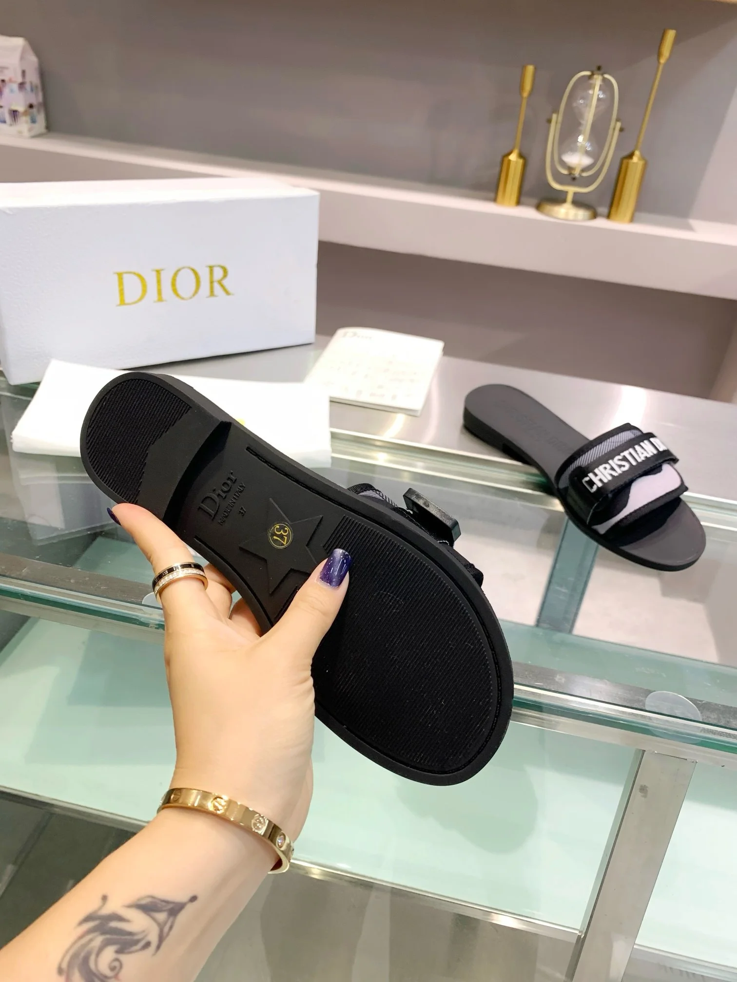 DIOR Slides Cotton Black-White EU35-41 A70202609110003 - Image 9