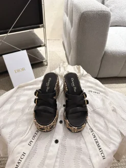 DIOR Slides Leather Black-Brown EU35-40 B40202609111786