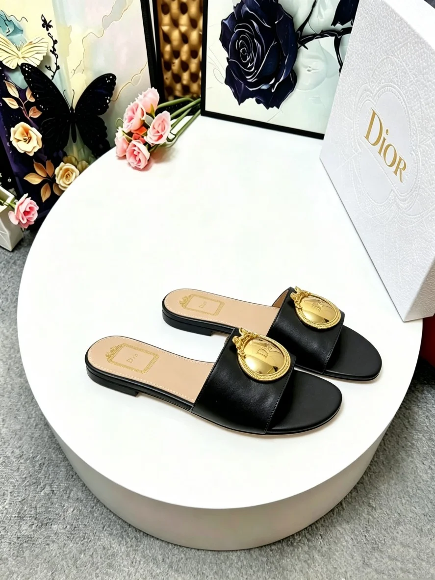 DIOR Slides Leather Black-Gold EU35-42 A60202609110916