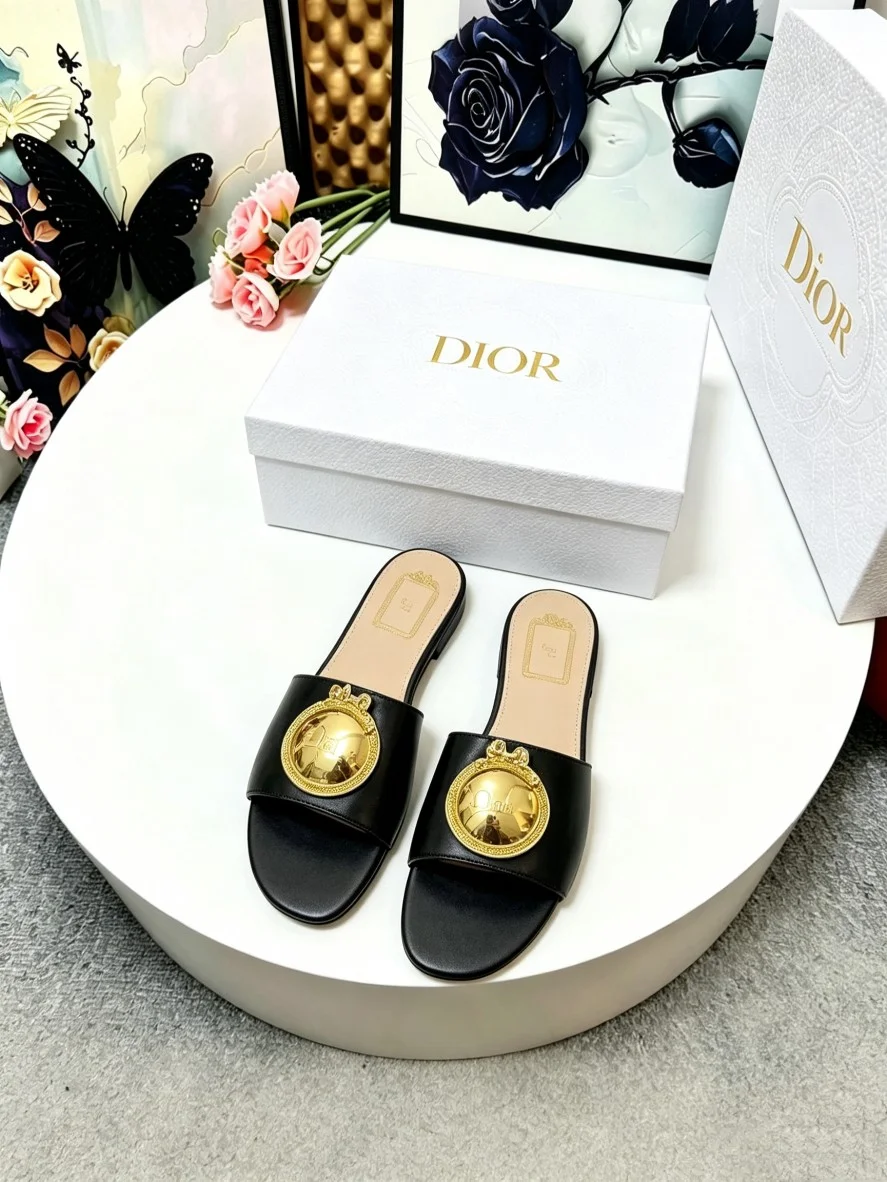 DIOR Slides Leather Black-Gold EU35-42 A60202609110916 - Image 10