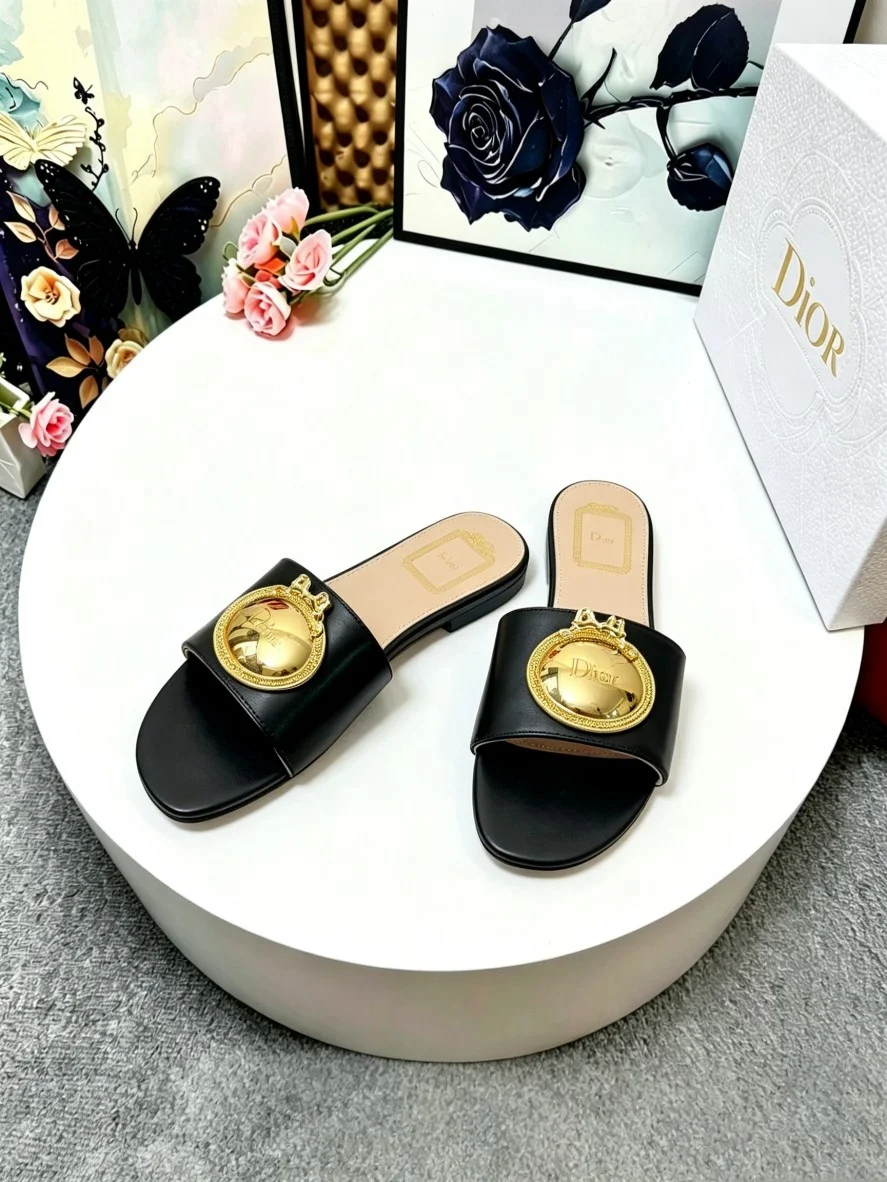 DIOR Slides Leather Black-Gold EU35-42 A60202609110916 - Image 6