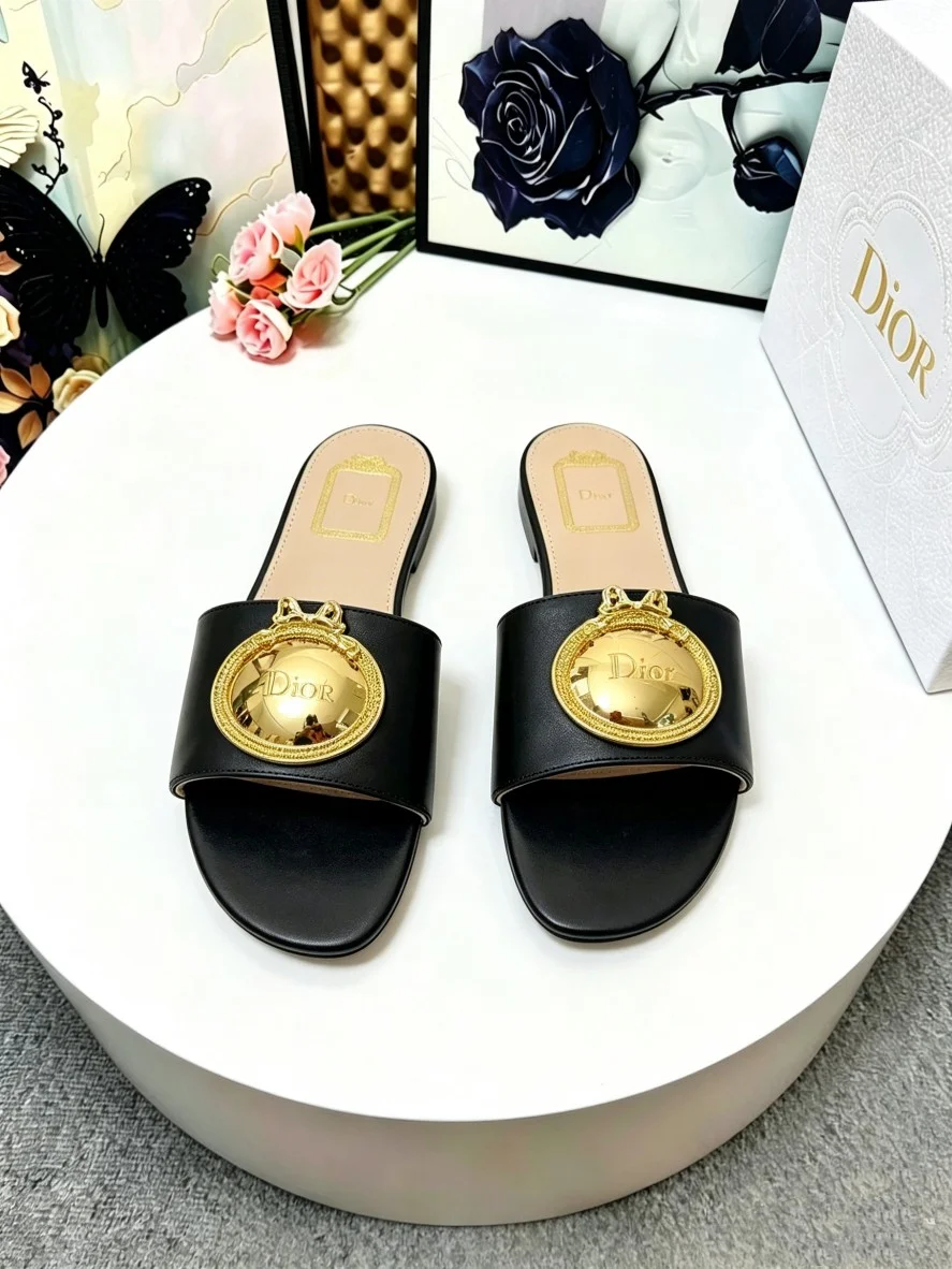 DIOR Slides Leather Black-Gold EU35-42 A60202609110916 - Image 7