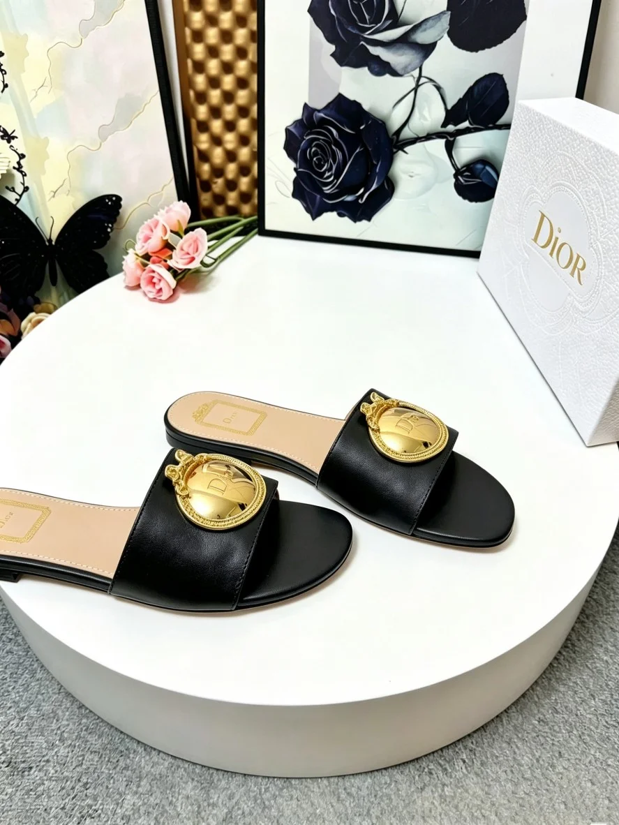DIOR Slides Leather Black-Gold EU35-42 A60202609110916 - Image 8