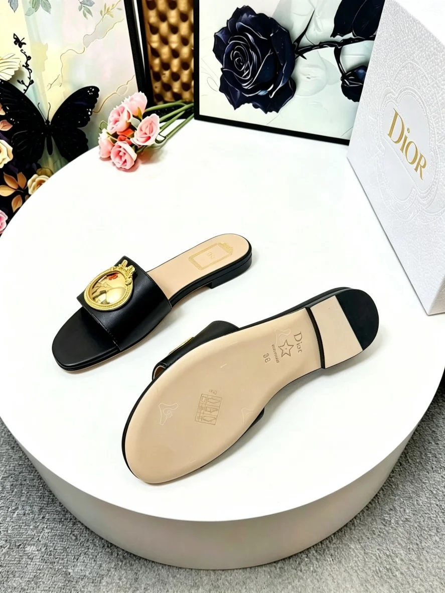 DIOR Slides Leather Black-Gold EU35-42 A60202609110916 - Image 9