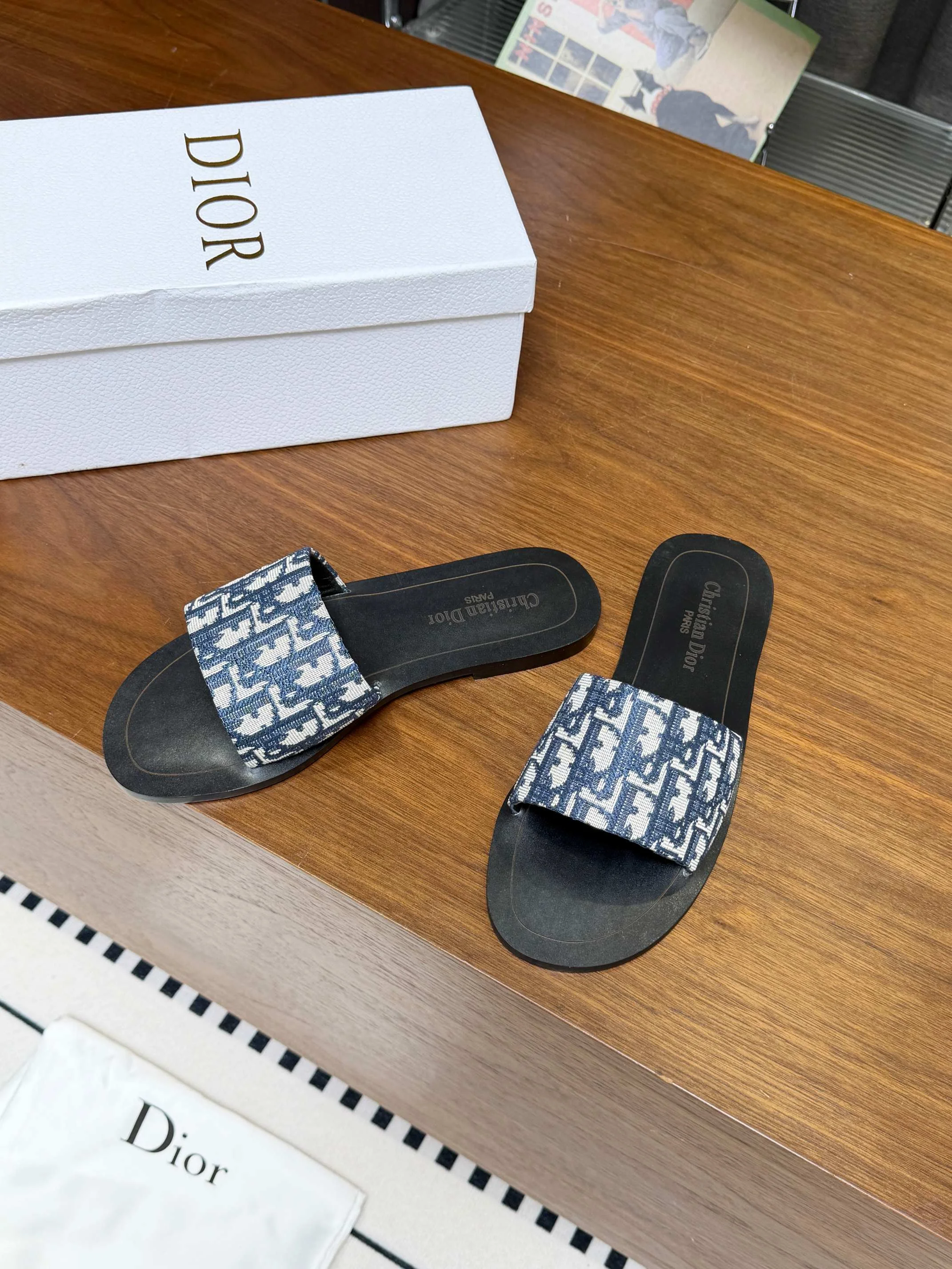 DIOR Slides Rubber Black-Blue EU35-44 A20202609111888 - Image 2